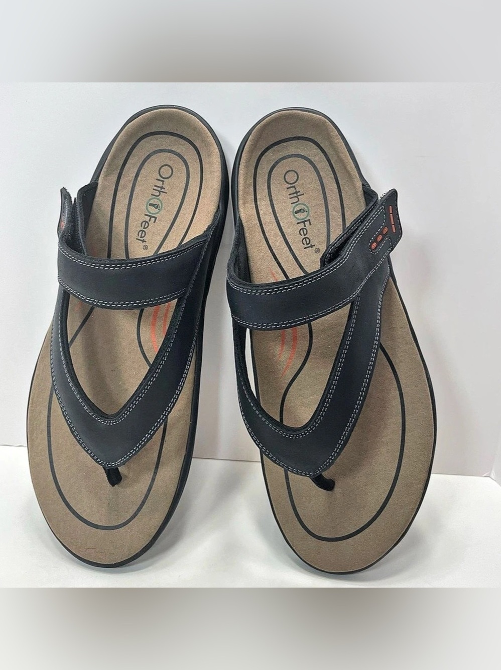 OrthoFeet Eldorado Black & Brown Comfort Sandals 11.5EE